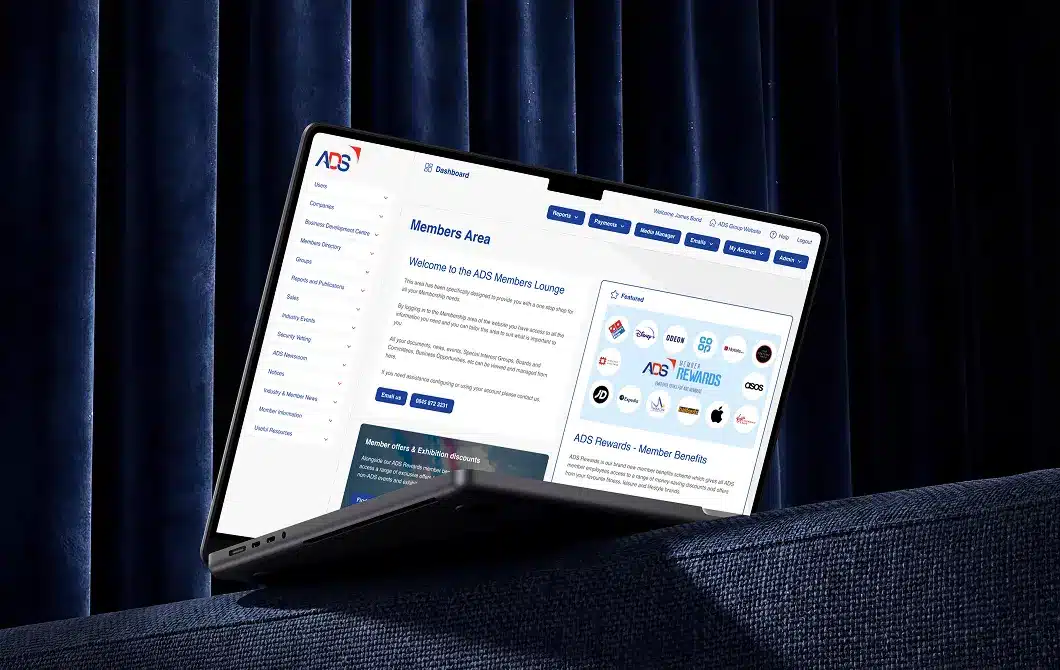 Membership lounge dashboard interface displayed across a laptop and mobile device