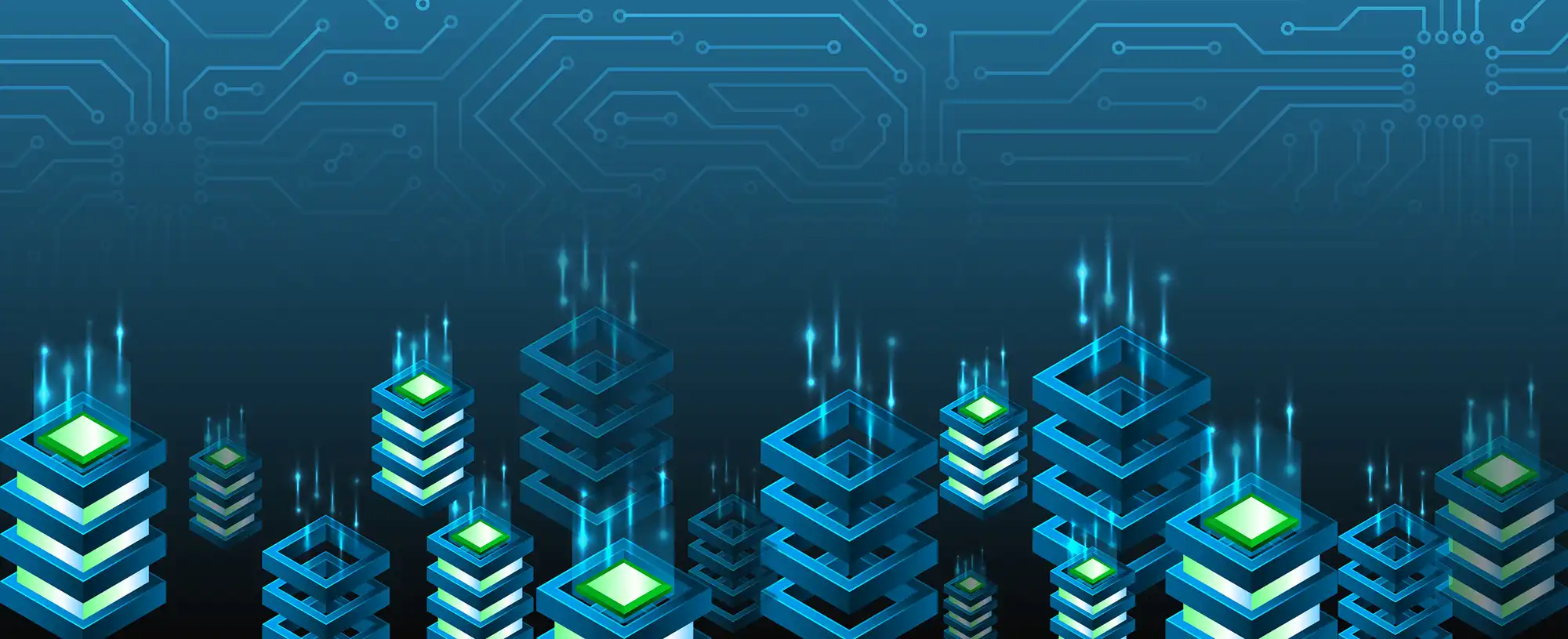 Isometric big data concept, database. Abstract technology background. stock illustration